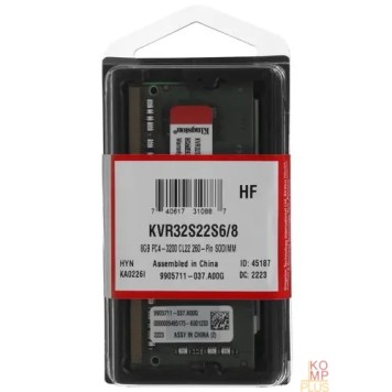 Модуль памяти Kingston DDR4 SODIMM 8GB KVR32S22S6/8 PC4-25600, 3200MHz, CL22-2