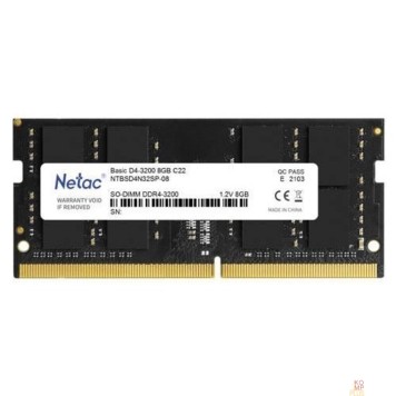 Модуль памяти Память SO-DIMM DDR4 8GB PC25600 3200MHz CL22 Netac 1.2V (NTBSD4N32SP-08)