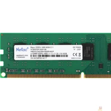 Модуль памяти Память DIMM DDR3 8Gb PC12800 1600MHz CL11 Netac 1.5V (NTBSD3P16SP-08)-1