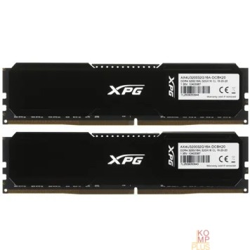 Модуль памяти ADATA 64GB (2x32GB) DDR4 UDIMM, XPG GAMMIX D20, 3200MHz CL16-20-20, 1.35V, AX4U320032G16A-DCBK20-1