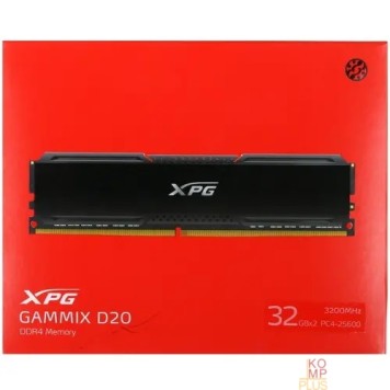Модуль памяти ADATA 64GB (2x32GB) DDR4 UDIMM, XPG GAMMIX D20, 3200MHz CL16-20-20, 1.35V, AX4U320032G16A-DCBK20-2