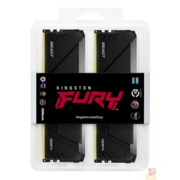Модуль памяти Память оперативная/ Kingston 64GB 3200MHz DDR4 CL16 DIMM (Kit of 4) 1Gx8 FURY Beast RGB-2