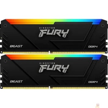 Модуль памяти Kingston DDR4 DIMM 2x16GB 3200MHz  KF432C16BB2AK2/32 Fury Beast RGB RTL Gaming PC4-25600 CL16 288-pin 1.35В kit single rank с радиатором Ret