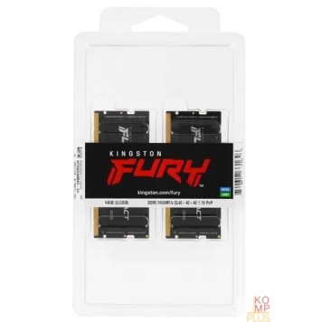 Модуль памяти Kingston 64GB 5600MT/s  DDR5 CL40 SODIMM (Kit of 2) FURY Impact KF556S40IBK2-64-2