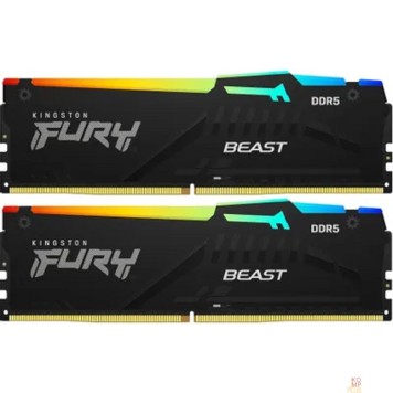 Модуль памяти Память DDR5 2x32GB 6000MHz Kingston KF560C36BBEAK2-64 Fury Beast Black RGB RTL Gaming PC5-48000 CL36 DIMM 288-pin 1.35В kit single rank с радиатором Ret