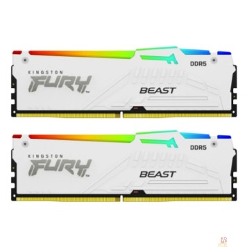 Модуль памяти Kingston 32GB 5600MT/s DDR5 CL40 DIMM (Kit of 2) FURY Beast White RGB XMP KF556C40BWAK2-32