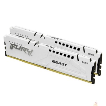 Модуль памяти Модуль памяти Kingston 32GB (2x16GB) DDR5 6000MT/s CL36 FURY Beast White EXPO Non-ECC Unbuffered DIMM (Kit of 2) 1RX8 36-44-44 1.35V 288-pin 16Gbit 