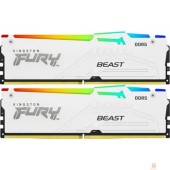 Модуль памяти Kingston 64GB 5600MT/s DDR5 CL40 DIMM (Kit of 2) FURY Beast White RGB XMP KF556C40BWAK2-64