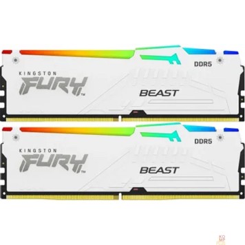 Модуль памяти Kingston 64GB 5600MT/s DDR5 CL40 DIMM (Kit of 2) FURY Beast White RGB XMP KF556C40BWAK2-64