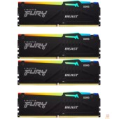 Модуль памяти Kingston 64GB 5200MT/s DDR5 CL40 DIMM (Kit of 4) FURY Beast RGB XMP KF552C40BBAK4-64