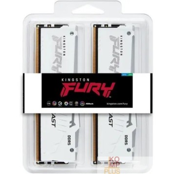 Модуль памяти Kingston 32GB 5200MT/s DDR5 CL40 DIMM (Kit of 2) FURY Beast White RGB XMP KF552C40BWAK2-32-2