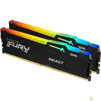 Модуль памяти Память Kingston DDR5 DIMM 32Gb (2x16Gb) PC 48000 6000Mhz, FURY Beast Black RGB,  (KF560C36BBE2AK2-32)-2