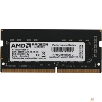 Модуль памяти AMD SO-DIMM DDR4 8Gb PC21300 2666MHz CL16 AMD 1.2V OEM (R748G2606S2S-U)