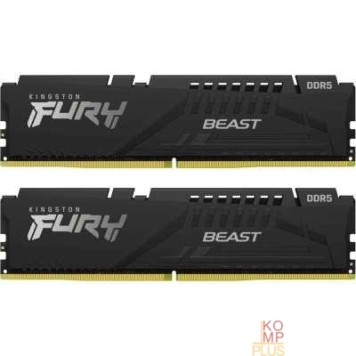 Модуль памяти Kingston 64GB 5600MT/s DDR5 CL40 DIMM (Kit of 2) FURY Beast Black KF556C40BB2K2-64-1