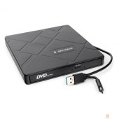 Устройство чтения-записи USB 3.0 Gembird DVD-USB-04 пластик, со встроенным кардридером и хабом черный