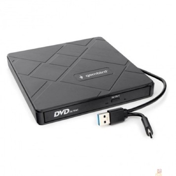 Устройство чтения-записи USB 3.0 Gembird DVD-USB-04 пластик, со встроенным кардридером и хабом черный