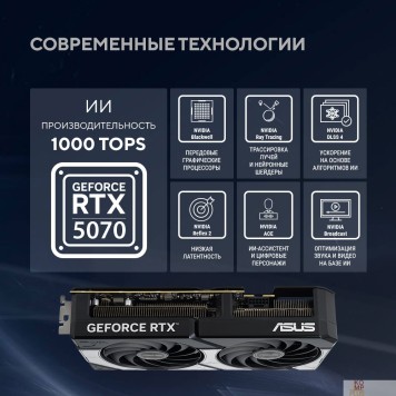 Видеокарта Видеокарта ASUS GeForce RTX5070 12Gb GDDR7 192bit 2542/2800 3*DP/HDMI  HDCP (DUAL-RTX5070-O12G) RTL-2