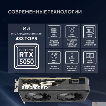 Видеокарта Видеокарта ASUS GeForce RTX5050 8Gb DDR6 128 bit 3*DP/HDMI 2 FAN (DUAL-RTX5050-O8G) RTL-2