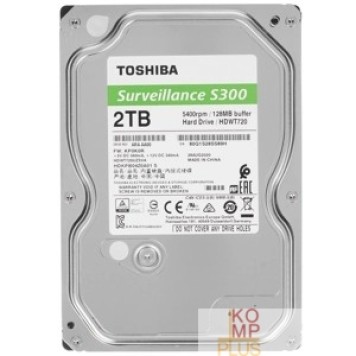 Жесткий диск 2TB Toshiba Surveillance S300 (HDWT720UZSVA/HDKPB04Z0A01) {SATA 6.0Gb/s, 5400 rpm, 128Mb buffer, 3.5