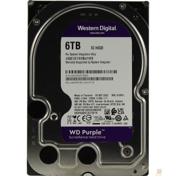 Жесткий диск 6TB WD Purple (WD63PURU)  {Serial ATA III, 5400- rpm, 256Mb, 3.5