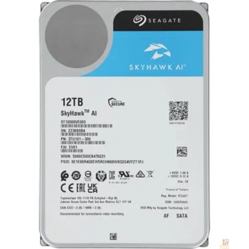 Жесткий диск 12TB Seagate SkyHawkAl (ST12000VE003) {SATA 6 Гбит/с, 7200 rpm, 256 mb buffer, для видеонаблюдения}