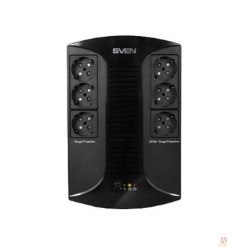 ИБП SVEN Источник бесперебойного питания SVEN UP-L1000E, с 6 выходными розетками (3 с питанием от батареи +3 сетевой фильтр)-1