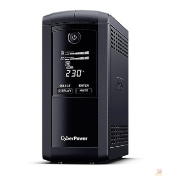 ИБП CyberPower VP1000ELCD ИБП {Line-Interactive, Tower, 1000VA/550W USB/RS-232/RJ11/45  (4 EURO), 12В/9 Ач х 1}