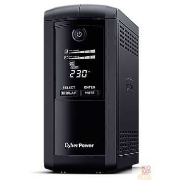 ИБП CyberPower VP1000EILCD ИБП {Line-Interactive, Tower, 1000VA/550W USB/RS-232/RJ11/45  (6 IEC С13), 12В/9 Ач х 1}
