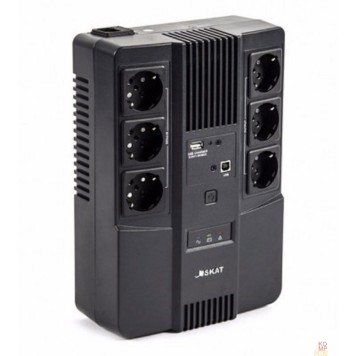 Бастион ИБП ИБП Бастион SKAT-UPS 800 AI (SKAT-UPS 800-AI-LI-1x9) {Line-interactive, 800/480Вт, USB/RJ-45, АКБ 1х 9Ач, сверху ЕВРО 3+3, МПТ} (452)