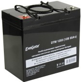 батареи Exegate EX285667RUS Аккумуляторная батарея DTM 1255 (12V 55Ah, под болт М6)