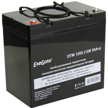 батареи Exegate EX285667RUS Аккумуляторная батарея DTM 1255 (12V 55Ah, под болт М6)