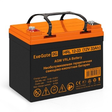 батареи Exegate EX285664RUS Аккумуляторная батарея ExeGate HRL 12-33 (12V 33Ah, под болт М6)