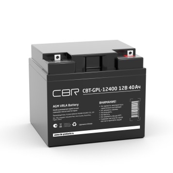 батареи CBR Аккумуляторная VRLA батарея CBT-GPL-12400 (12В 40Ач), клеммы L1 (болт М5 с гайкой)