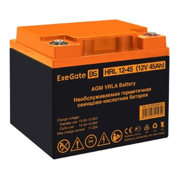 батареи Exegate EX285666RUS Аккумуляторная батарея ExeGate HRL 12-45 (12V 45Ah, под болт М6)