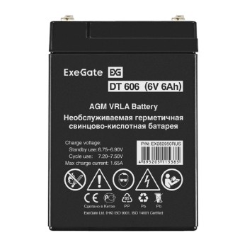 батареи Exegate EX282950RUS Аккумуляторная батарея DT 606 (6V 6Ah, клеммы F1)-1