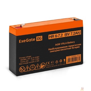 батареи Exegate EX285651RUS Аккумуляторная батарея HR 6-7.2 (6V 7.2Ah, клеммы F1)