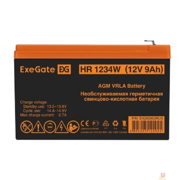 батареи Exegate EX285953RUS Аккумуляторная батарея HR1234W (12V 9Ah, клеммы F2)-1