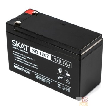 Скат  БАСТИОН SKAT SB 1207 АКБ свинцово-кислотная тип AGM 12V 7Ач I зар.2,1 А, ножевые клеммы F1, гарантия - 18 месяцев (2533)-2