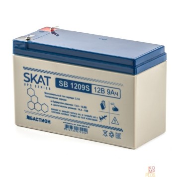 Скат  БАСТИОН SKAT SB 1209S АКБ свинцово-кислотная тип AGM 12V 9Ач I зар. 2,6 А, ножевые клеммы F1, гарантия - 18 месяцев (8970)-2