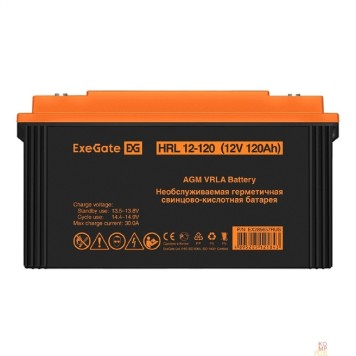 батареи Exegate EX285657RUS Аккумуляторная батарея ExeGate HRL 12-120 (12V 120Ah, под болт М8)-1