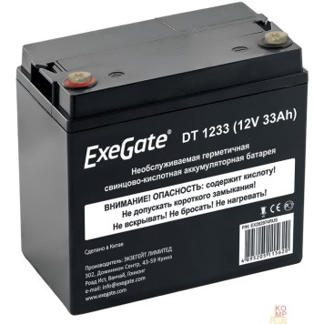 батареи Exegate EX282974RUS Аккумуляторная батарея ExeGate DT 1233 (12V 33Ah, под болт М6)
