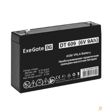 батареи Exegate EX297507RUS Аккумуляторная батарея DT 609 (6V 9Ah, клеммы F2)