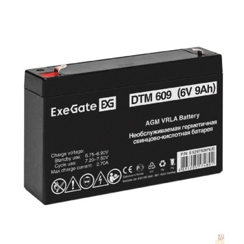 батареи Exegate EX297508RUS Аккумуляторная батарея DTM 609 (6V 9Ah, клеммы F2)