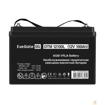 батареи Exegate EX297561RUS Аккумуляторная батарея ExeGate DTM 12100L (12V 100Ah, болт М6)-1