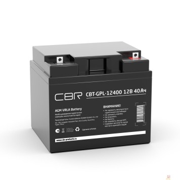 батареи CBR Аккумуляторная VRLA батарея CBT-GPL-12400 (12В 40Ач), клеммы L1 (болт М5 с гайкой)
