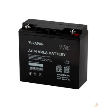 Скат  АКБ БАСТИОН RAPAN SB 1217 AGM 12V 17Ач, клеммы под болт М5, гарантия 1 год (9166)-2