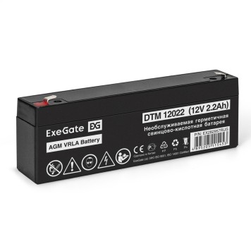 батареи Exegate EX282957RUS Аккумуляторная батарея DTM 12022 (12V 2.2Ah, клеммы F1)