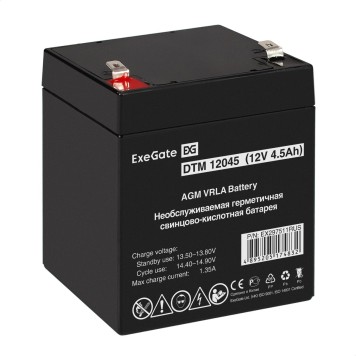 батареи Exegate EX297511RUS Аккумуляторная батарея DTM 12045 (12V 4.5Ah, клеммы F2)