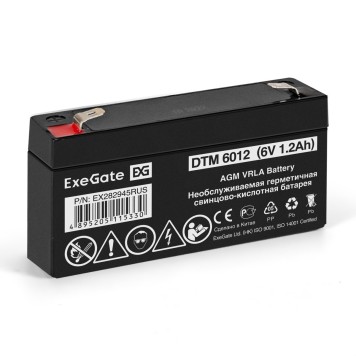 батареи Exegate EX282945RUS Аккумуляторная батарея DTM 6012 (6V 1.2Ah, клеммы F1)