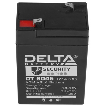 батареи Delta DT 6045 (4.5 А\ч, 6В) свинцово- кислотный аккумулятор  -1